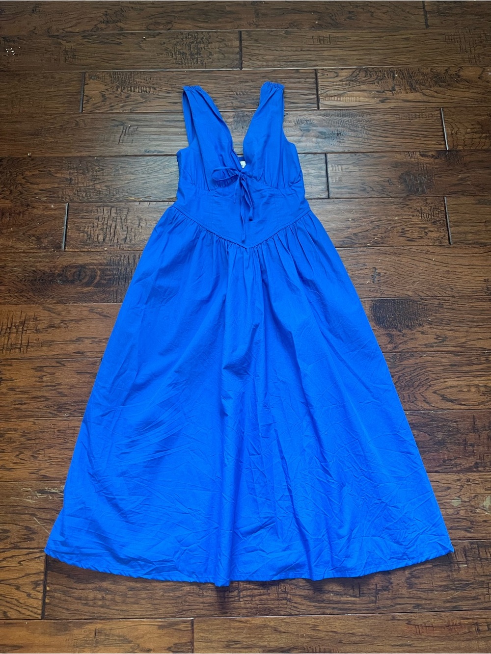 Blue V-Neck Women's Dress